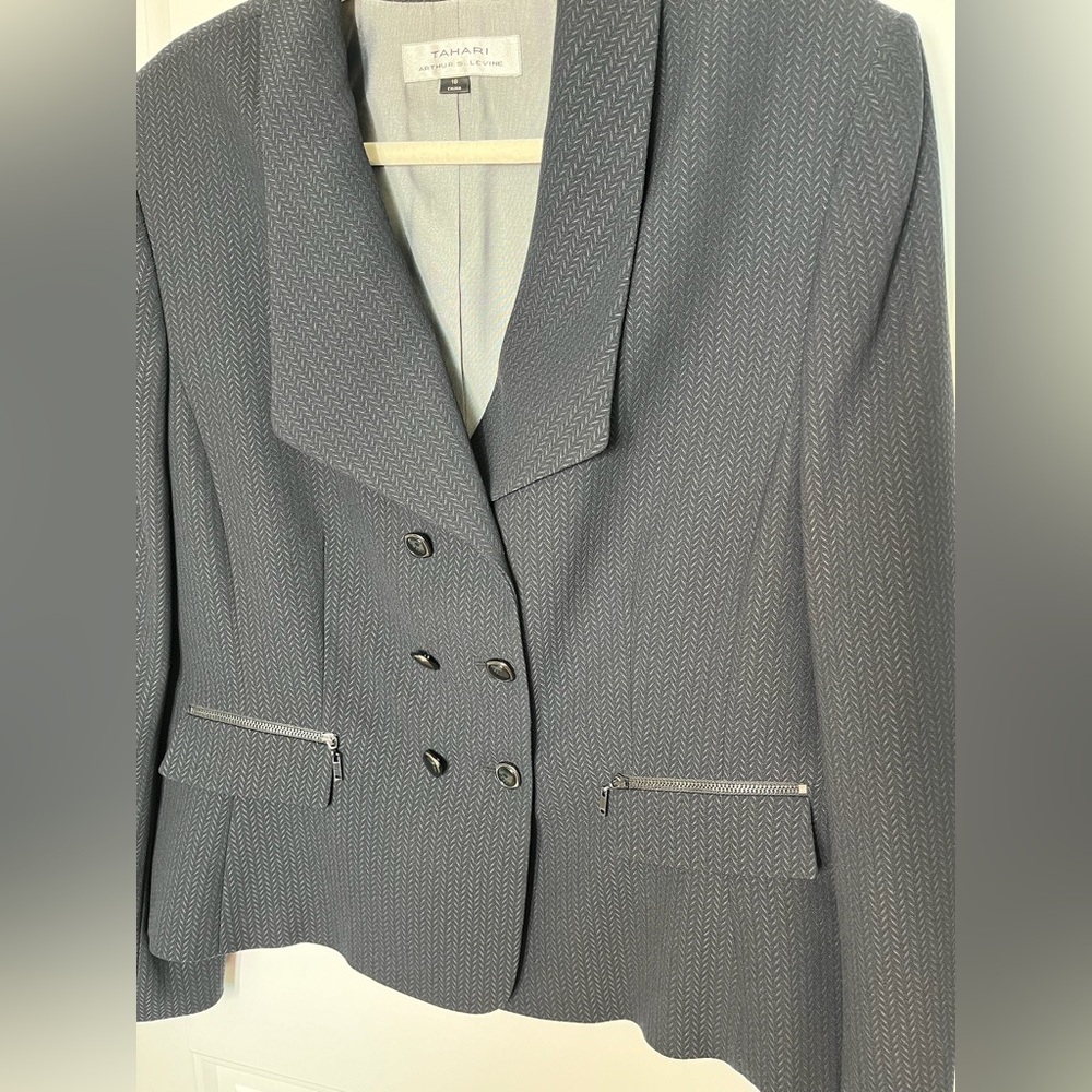 NWT Tahari Double Breasted Patterned Blazer Plus Size - Black Size 18 CB 141 - Picture 5 of 12